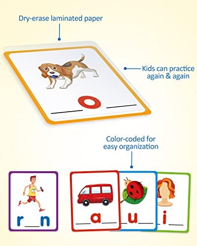 Coogam CVC Sight Words Flashcards, Short Vowel Spelling Game, Preschool Kids Learning Sight Words