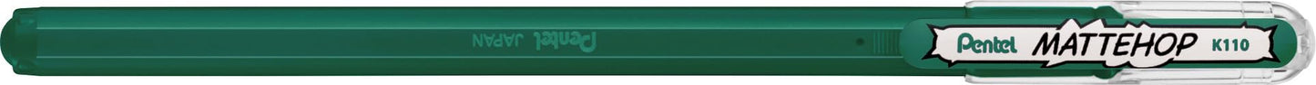 Pentel K110 MatteHop Gel Pen for Glossy & Photographic Paper, 1.0mm Tip, Dark Green (Pack of 12)