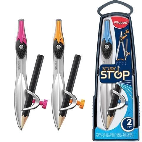 Maped Study Stop Universal Holder Compass with Exclusive Stop System (Assorted Colours) - Pencil