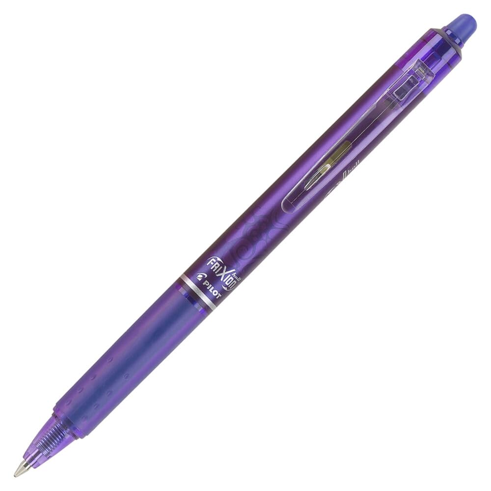 PILOT FriXion Clicker Erasable Gel Ink Pens, Fine Point 0.7mm, Purple, 12Pk