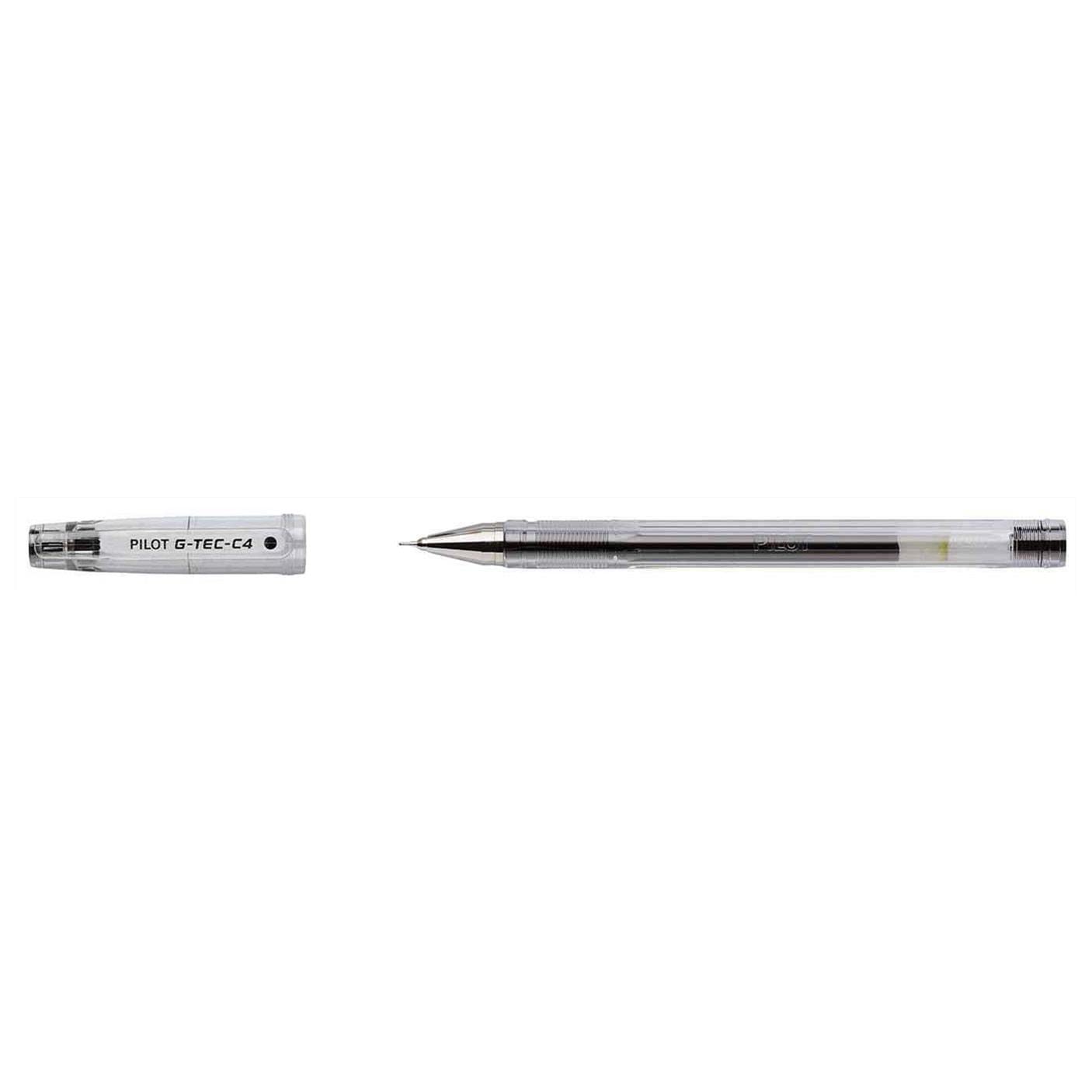 Pilot G - Tec C4 Gel Microtip Rollerball Pen, 0.4 mm Tip - Black, Pack of 3