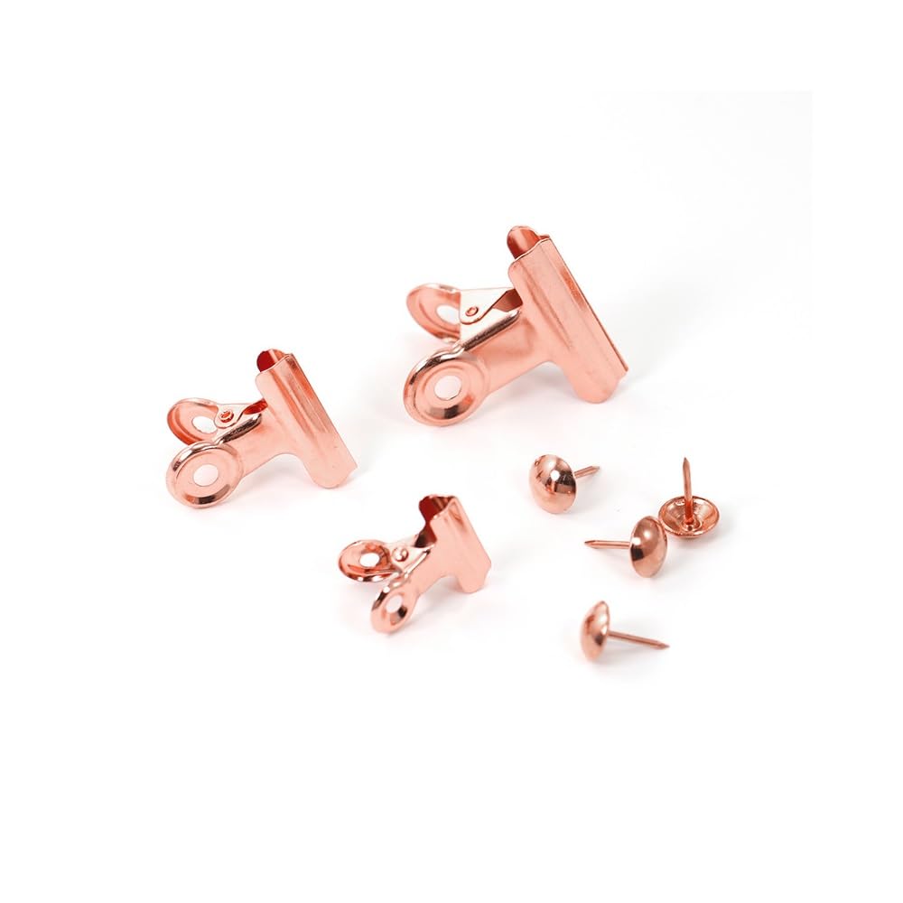 YUCHIYA 32 Pack Bulldog Clips with Push-pins for Corkboard,Metal Clips for Crafts, Metal Binder