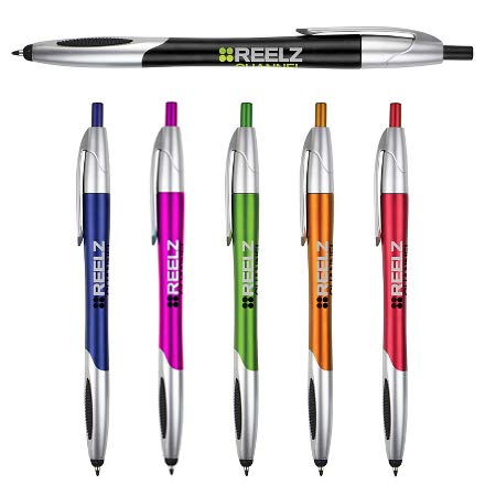 The Glide Ballpoint Pen with Stylus. Click action Custom Personalized Black writing ink. Full color