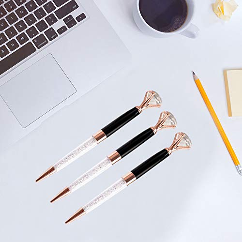 U Scinan 3Pcs Big Diamond Pen Crystal Metal Ballpoint Pens 0.5mm Black Ink Advertising Gif Pen