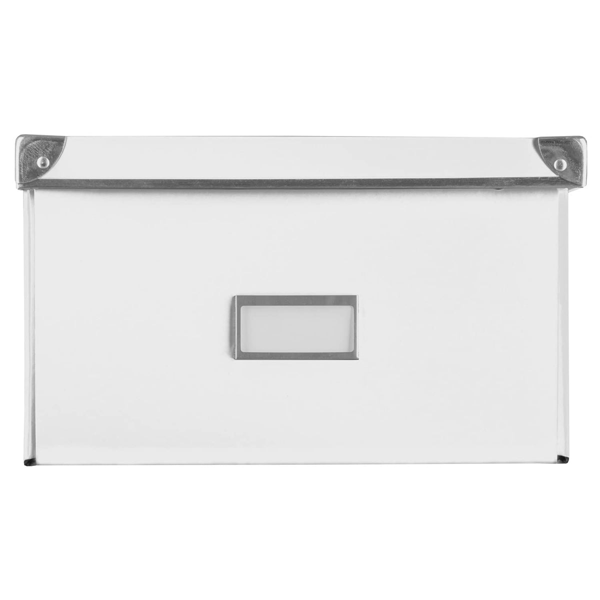 Idena storage box made of solid cardboard, lid reinforced with metal, including labelling field