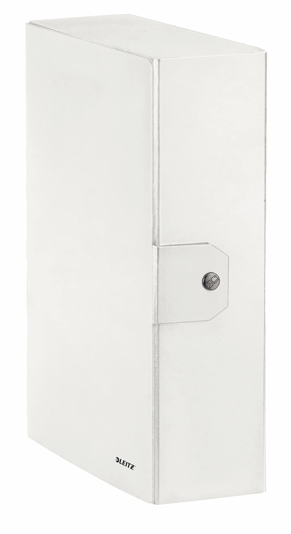 Leitz Press Stud Closure Box File,Plastic-Coated, 25 x 35 cm Dorso 10 cm Metallic White