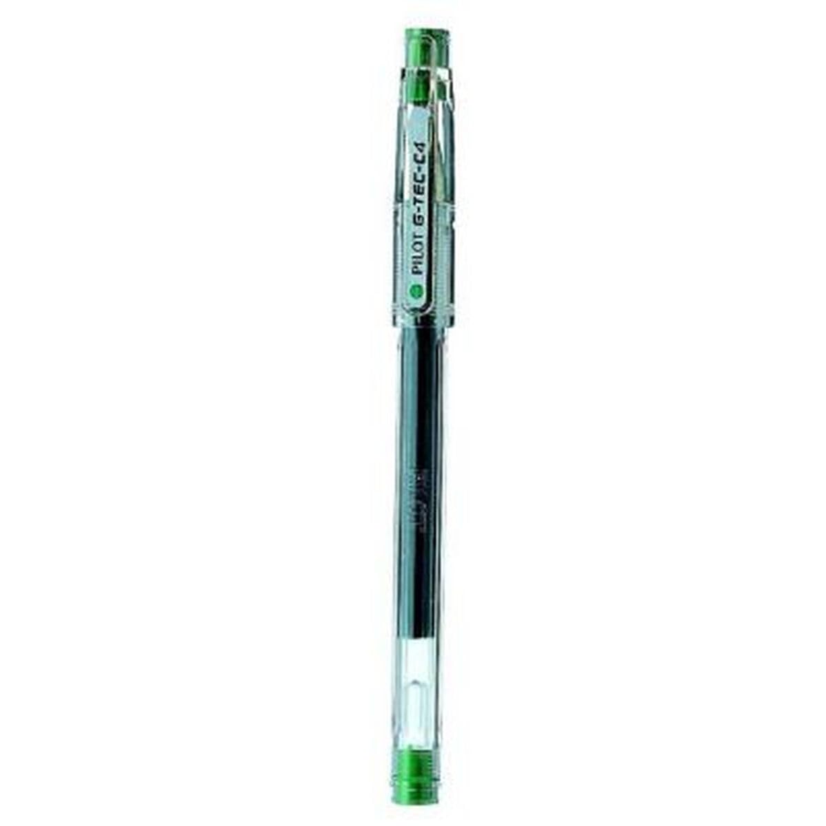 Pilot G - Tec C4 Gel Microtip Rollerball Pen 0.4 mm Tip Green Ink (Box of 12)