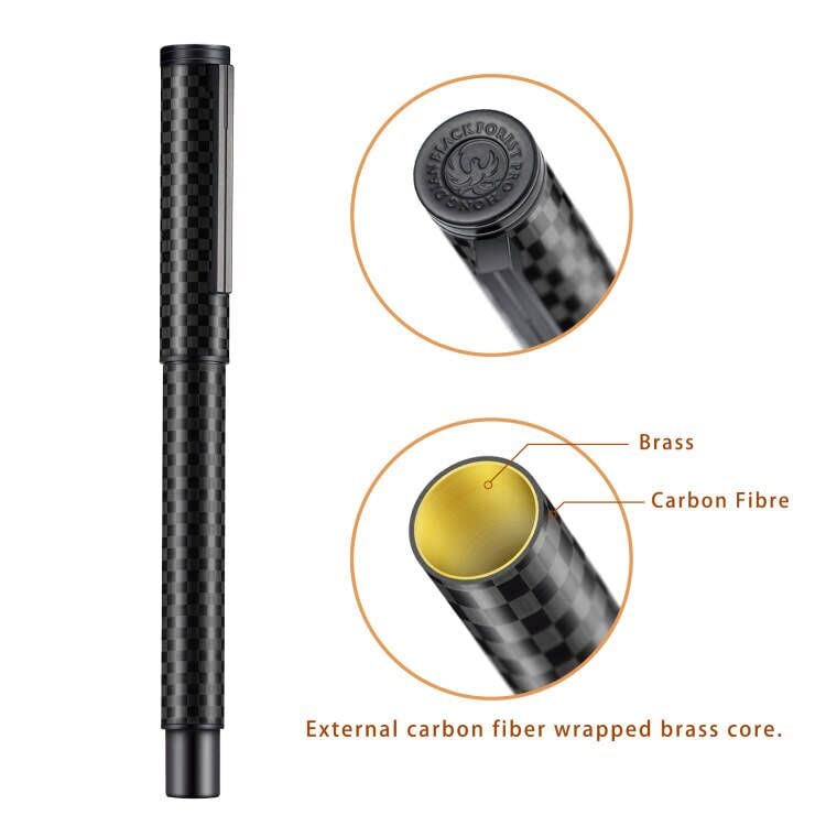 Hongdian Black Carbon Fiber Fountain Pen, Bent Nib Fude Pen for Calligraphy Writing (Fine to Broad)
