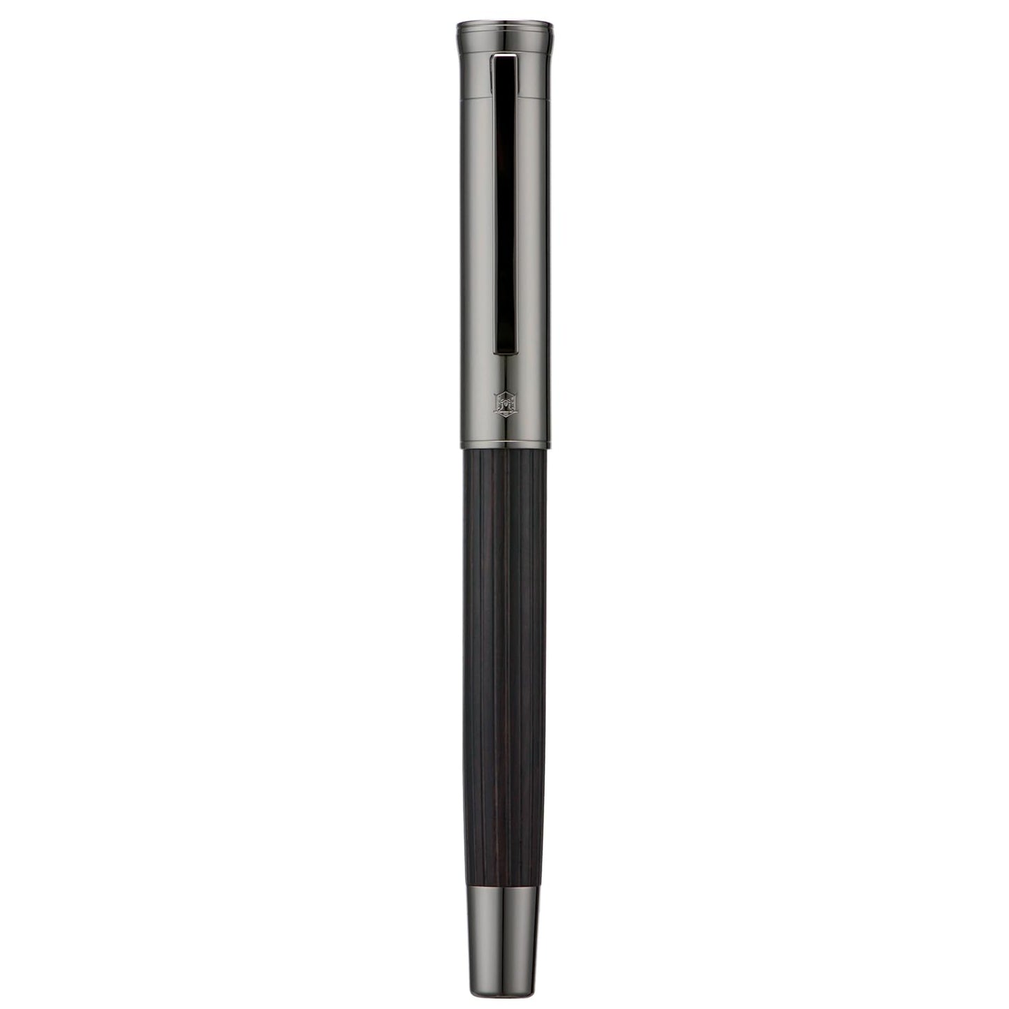 HONG DIAN 1866 Fountain Pen, Extra Fine Soft Nib with Chinese Knot Carving, Ebony Wood Pen Barrel