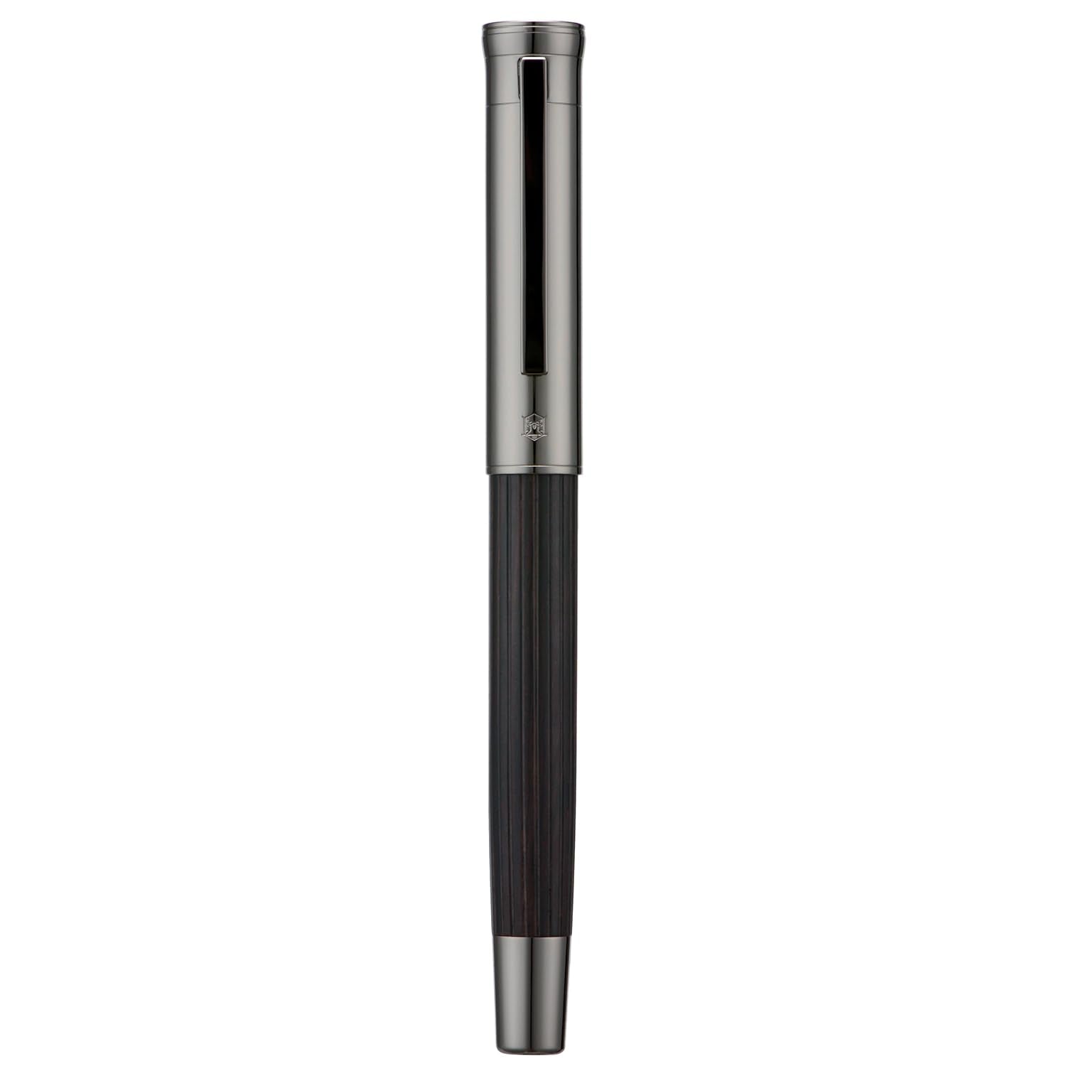 HONG DIAN 1866 Fountain Pen, Extra Fine Soft Nib with Chinese Knot Carving, Ebony Wood Pen Barrel