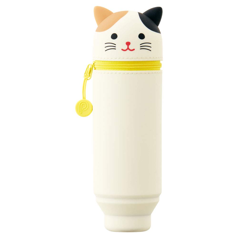 LIHIT LAB Kawaii Japanese Cat Stand Up Pencil Case For School Office College, Cute School Supplies