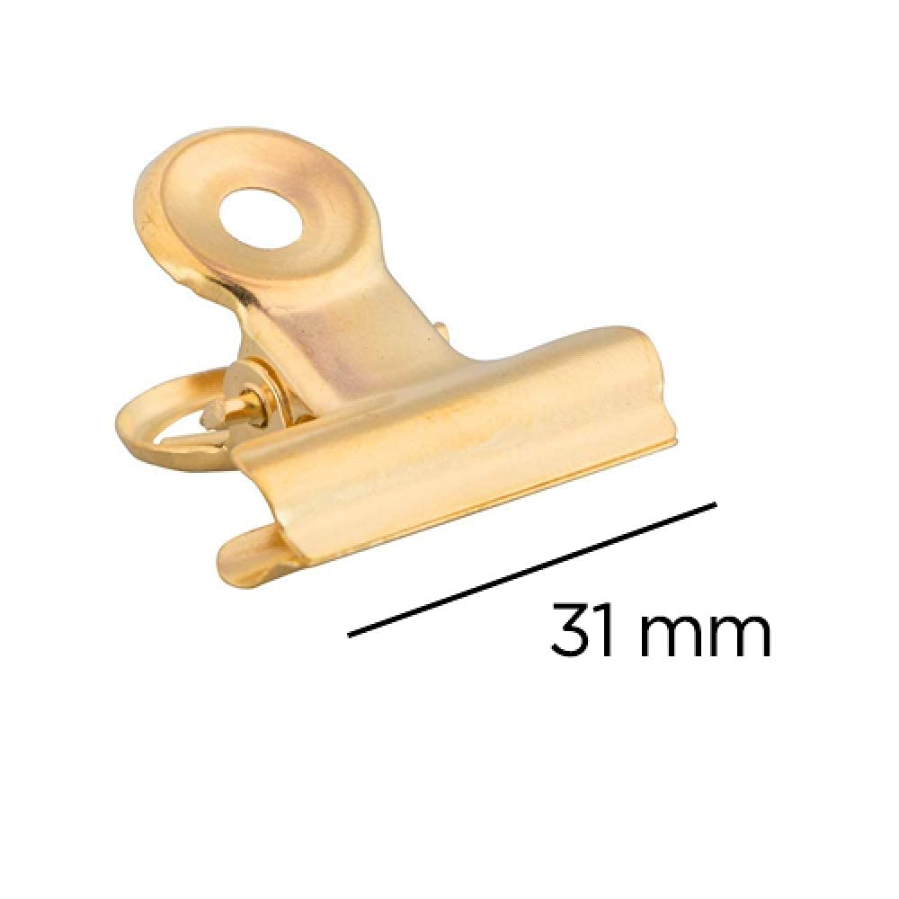 JAM PAPER Metal Bulldog Clips - Medium - 31mm - Gold - 15/Pack