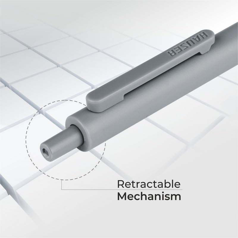 Hauser XO Click Retractable Gel Pen | Needle Spring Tip for Super Soft & Smooth Writing Experience