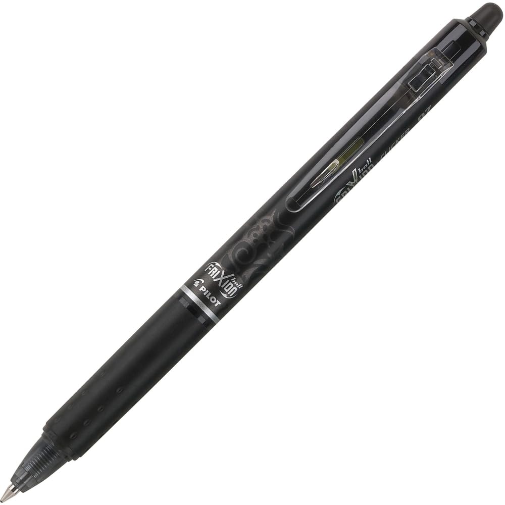 Pilot FriXion Ball Clicker Retractable Erasable Gel Pen, Fine Point, 0.7mm, Black Ink, 12 Count