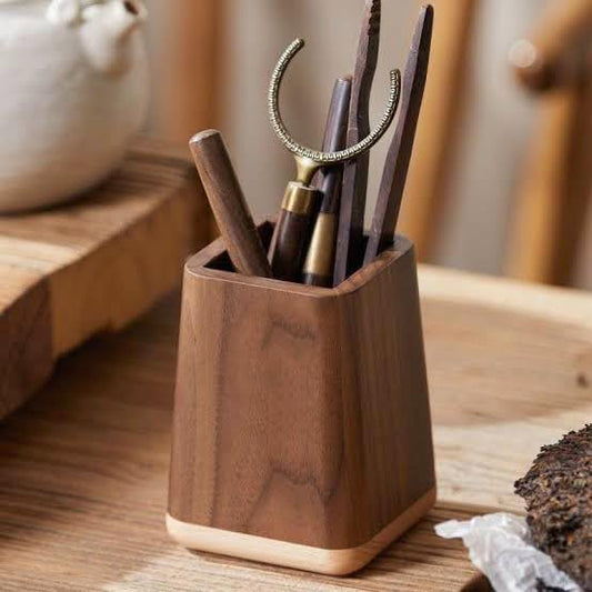ARTIST INTERNATIONAL Wooden Pen Holder Desktop Stationery Storage Box Large Capacity Office