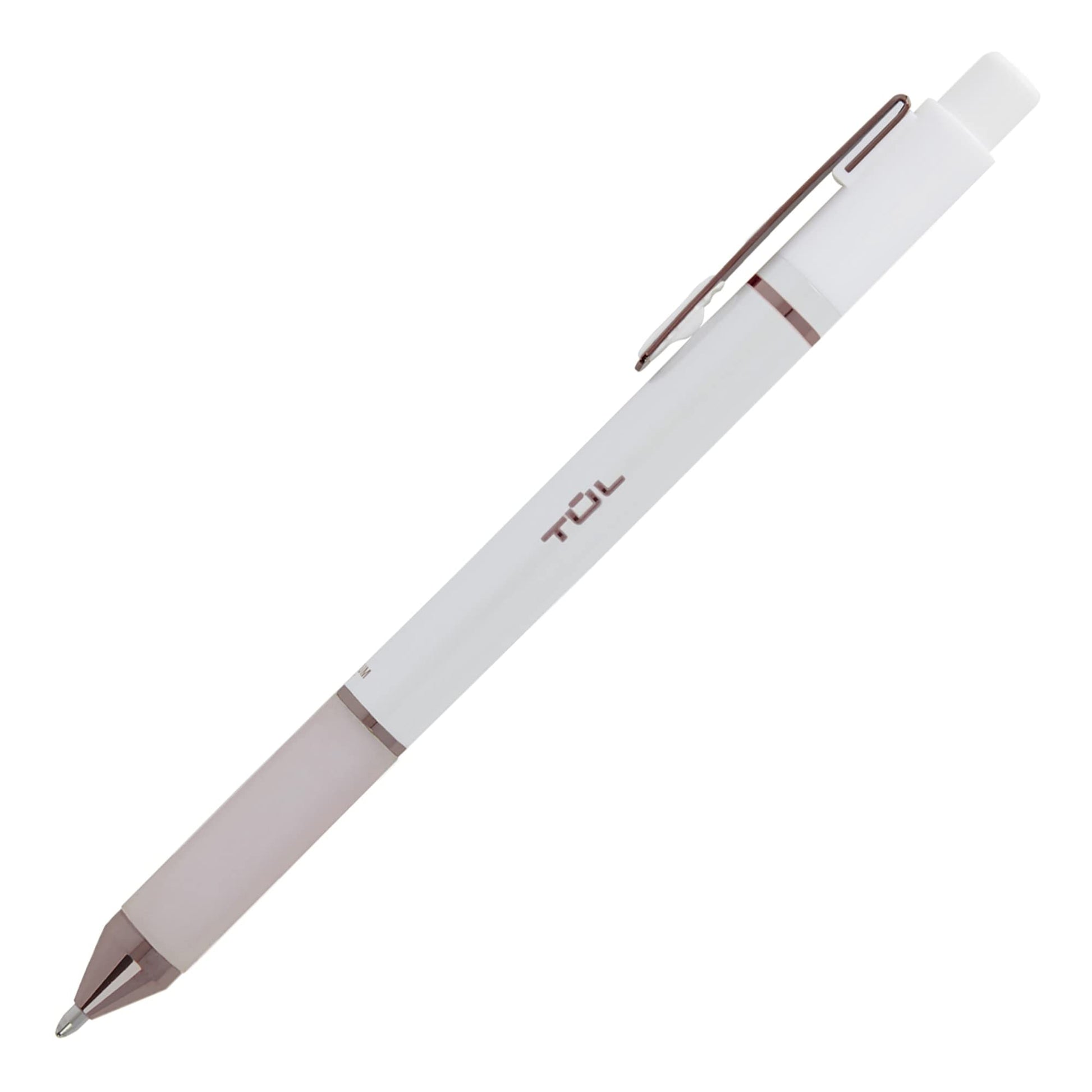 TUL® BP3 Retractable Ballpoint Pens, Medium Point, 1.0 mm, Pearl White Barrel, Blue Ink, 12 Count