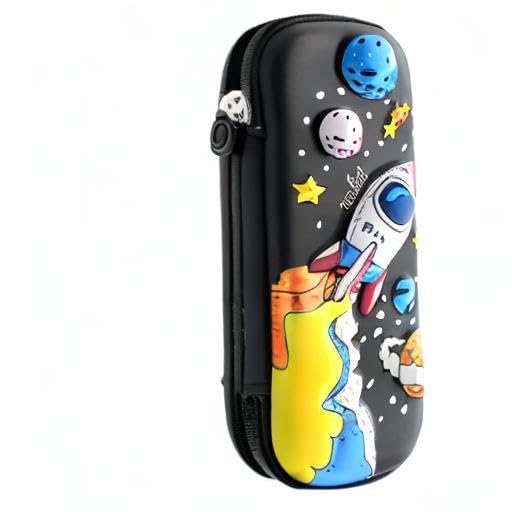 MCWTH Pencil Case for Kids Boys 3D Space Ship Large Capacity Waterproof Pencil Box with