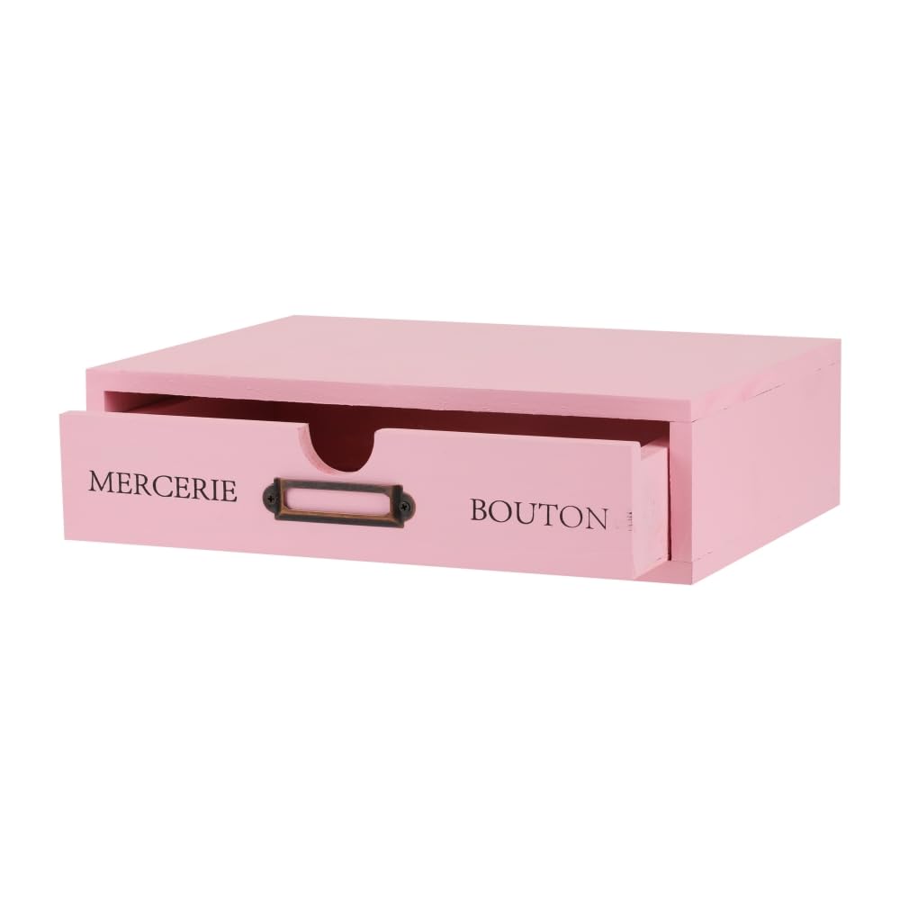 BoxSkivra Wooden Drawers Pink Wood Desktop Organizer with Drawers