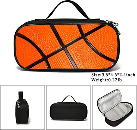 ROVOZAR Basketball Pen Holder Large Capacity Pen Bag With Compartment Zipper Pouch For Women Men
