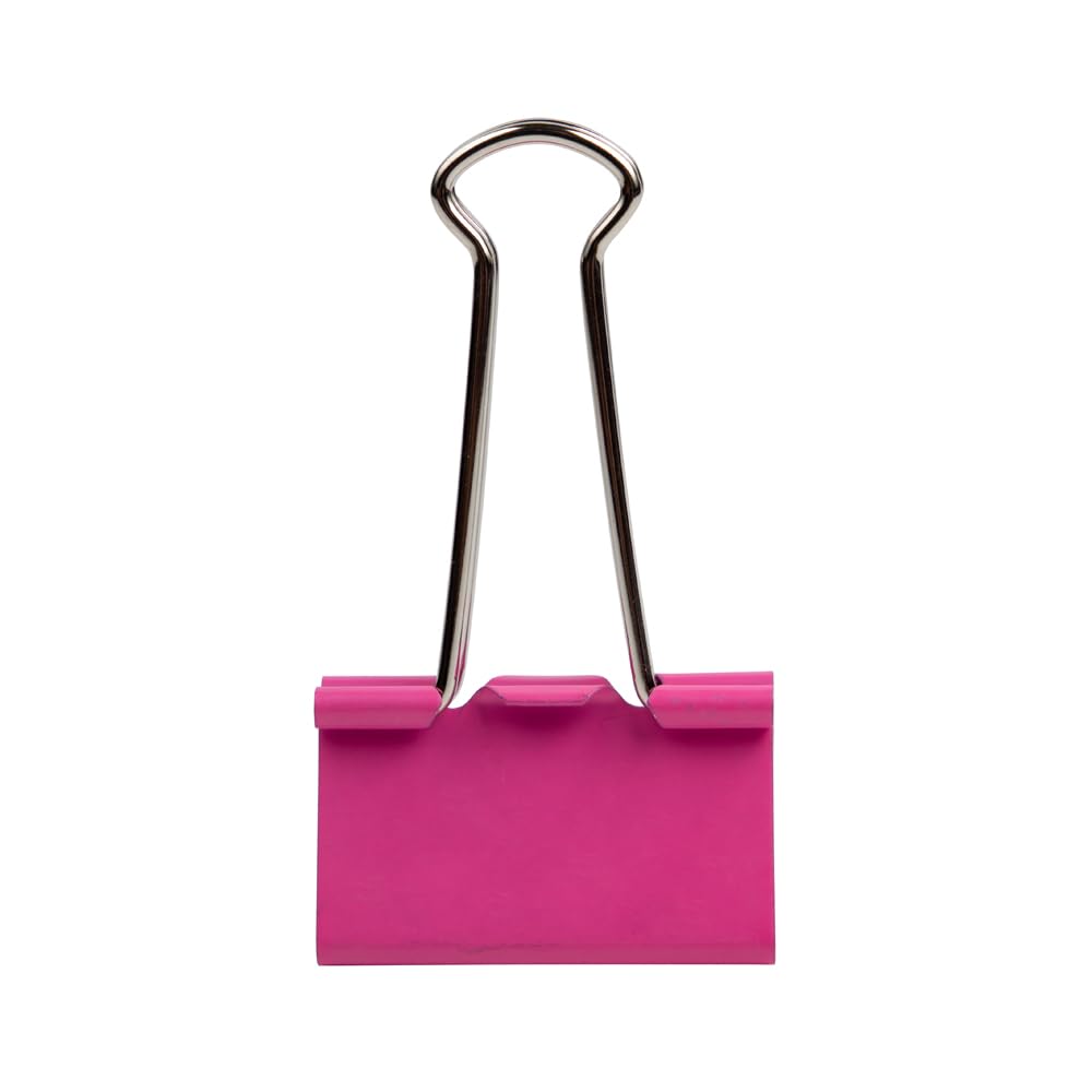 JAM PAPER Colorful Binder Clips - Large - 1 1/2 Inch (41 mm) - Pink Binderclips - 12/Pack