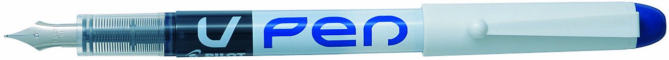 Pilot VPen Disposable Fountain Pen White Barrel 0.58 mm Tip - Blue, Box of 12