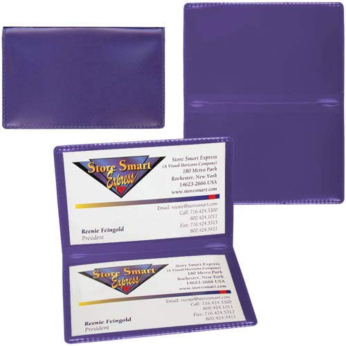 StoreSMART - Metallic Violet Folding Business Card Holders - 20 Pack - Polypropylene Plastic