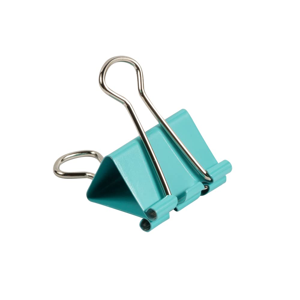 JAM PAPER Colorful Binder Clips - Medium - 1 1/4 Inch (32 mm) - Teal Binderclips - 15/Pack