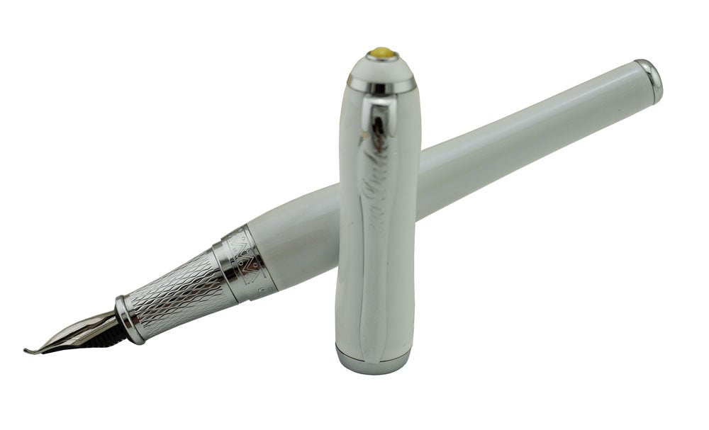 Duke Fude Nib Fountain Pen Medium to Broad Nature Mother Pearl on Cap with Pen Pouch sketching Art