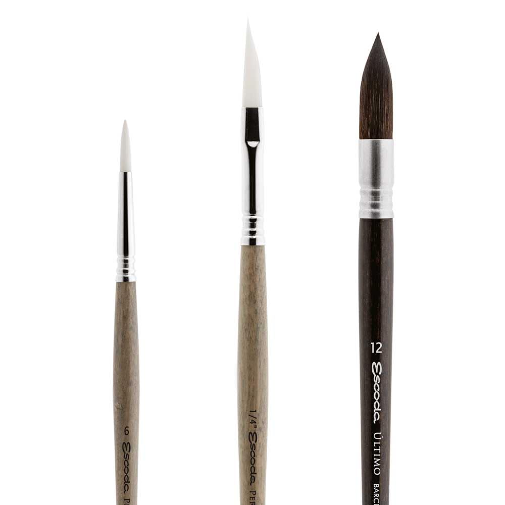 Escoda | Watercolour | Artist Set Julia Barminova | Size 6,1/4,12 | 3 Brushes | Synthetic White