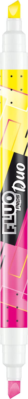 Maped - 3 Highlighters Fluorescent Peps Duo - 2-in-1 Fluorescent Pens with Double Tip - Comfortable