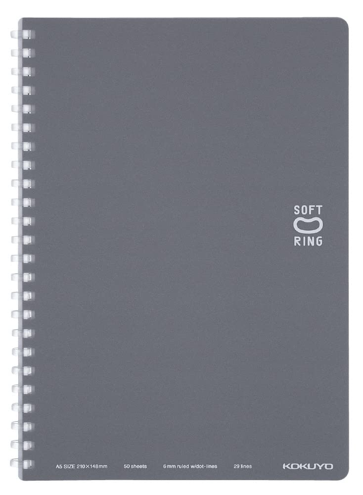 KOKUYO Spiral Lined Notebook, 8.3'' x 5.8'' Pastel Journal A5 Soft Ring Notebooks with Dot 6 mm