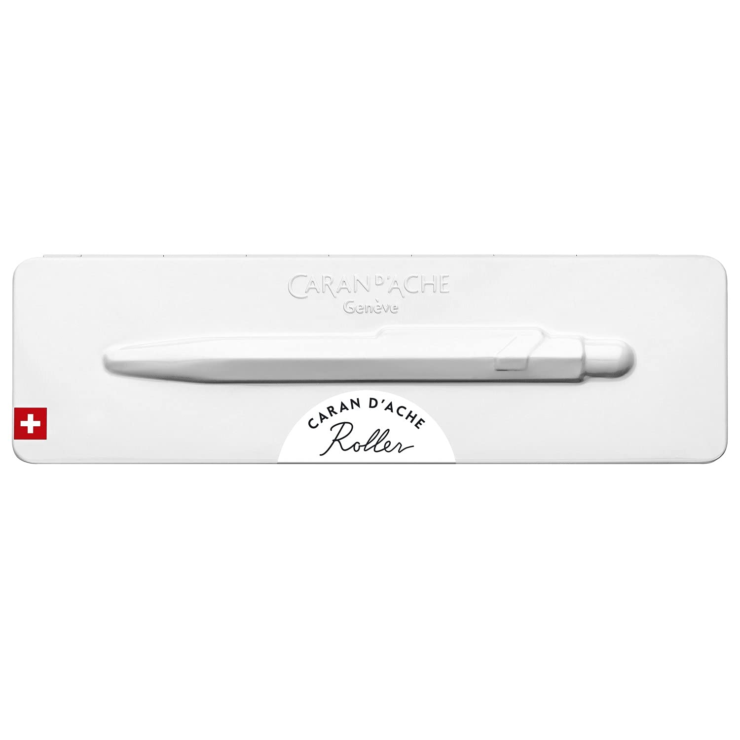 CARAN D'ACHE NF0846-502 Caran d'Ache Ballpoint Pen, Water Based, Matte White, Slim Pack, Genuine