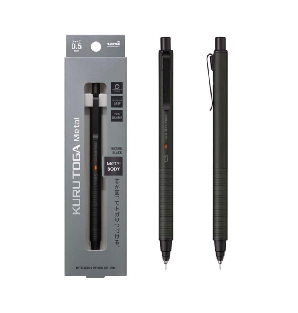 KURUTOGA Mitsubishi Pencil Mechanical Pencil Metal 0.5mm Nocturne Black M5KH1P.24 With Original