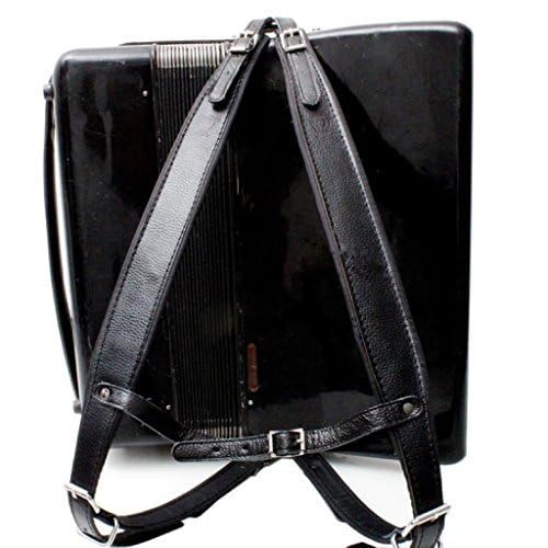 MUSIC FIRST Black Color Genuine Leather Comfortable Padded Accordion Belts 96 Bass 120 Bass