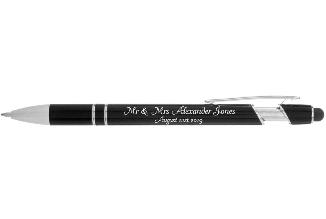 Express Pencils Modern Metallic Personalized Pens, Green, Ultra-Smooth Black Ink, Responsive Clip