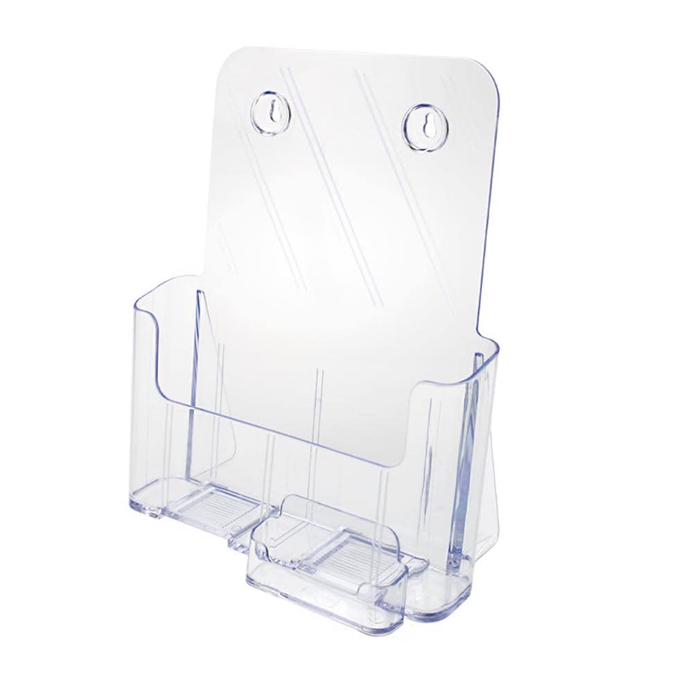 Source One Large Brochure Holder 8.5 x 11 Inches with Business Card Holder (8 Pack, Clear)