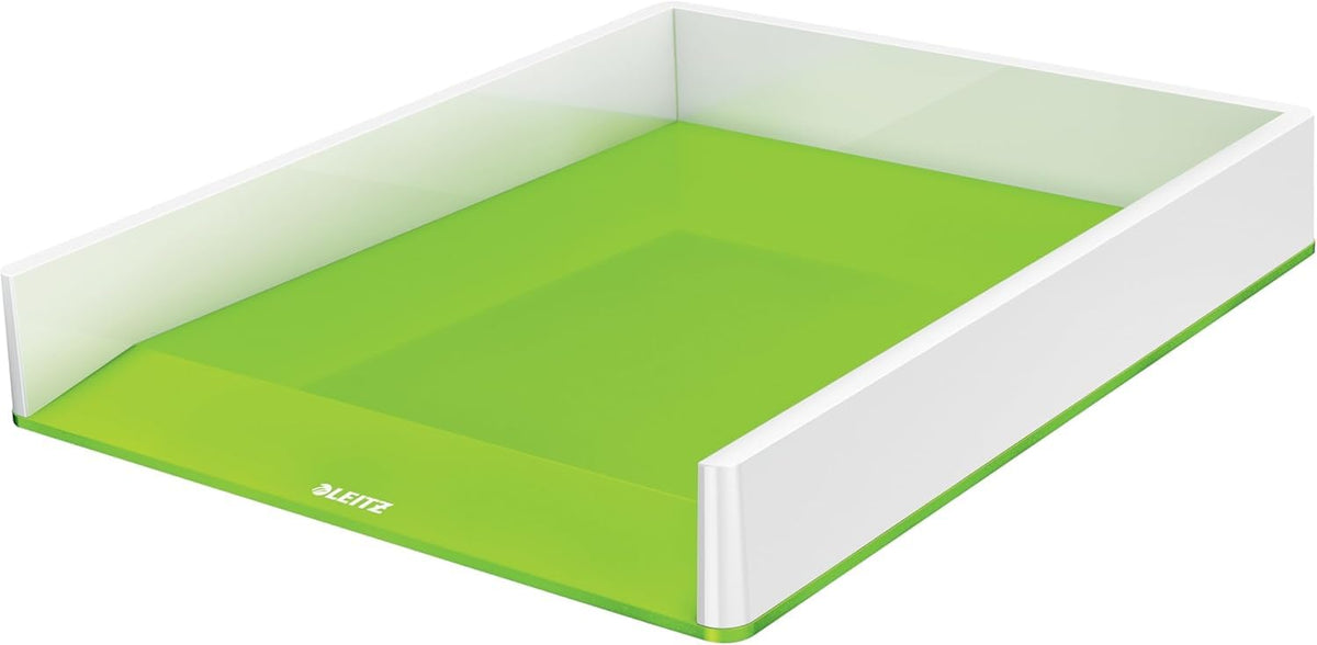 Leitz 53611054 A4 Letter Tray, Wow Range, White/Green