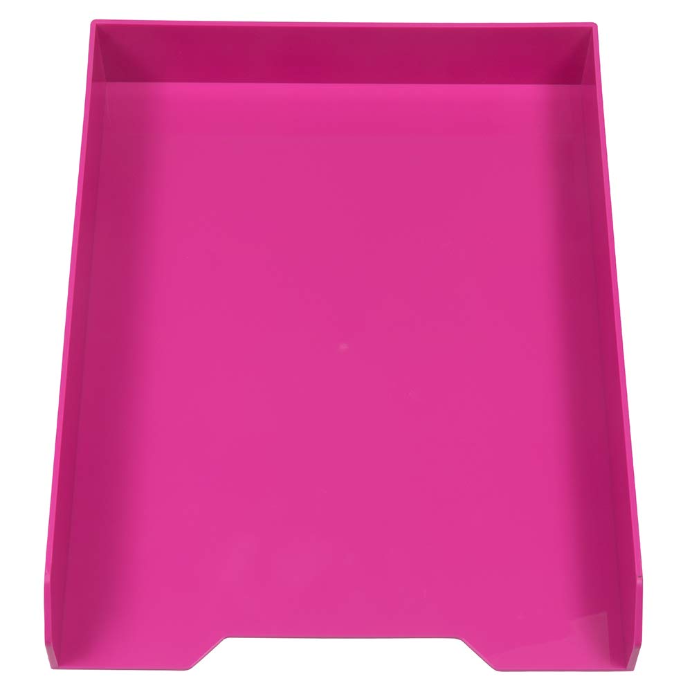JAM PAPER Stackable Paper Trays - Pink - Desktop Document, Letter, & File Organizer Tray - Sold