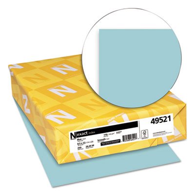Wasau Neenah Exact Index Cardstock, 8.5" x 11", 110 lb/199 GSM, Blue, 250 Sheets (49521)