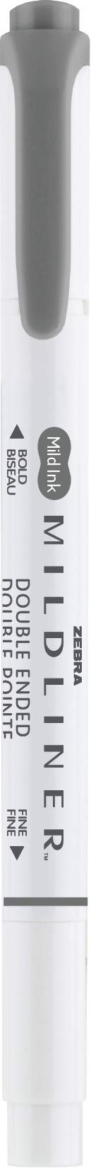 Zebra Pen MILDLINER No Bleed Highlighter, Dark Gray Color, Dual Tip, 12-Pk