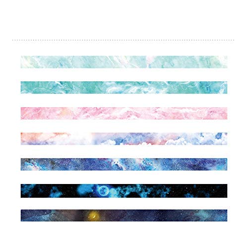 YUBBAEX Galaxy Washi Tape Set Starry Printed Extra Long Decorative Tapes for Arts, DIY Crafts