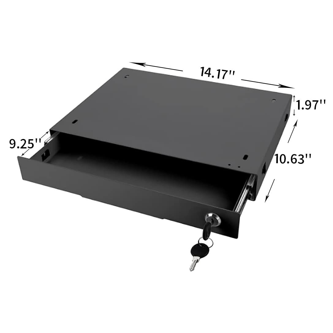 VWINDESK 14 inch Slim Under Desk Pull-Out Storage Office Mounted Sliding Metal Drawer For Standing