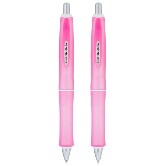 Pilot Dr. Grip Frosted Ballpoint Pen, Medium 1.0mm, Pink Barrel, 2-Pack