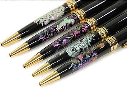 Nacreh Inlay Mother of Pearl Design Handmade Ballpoint Pen Retractable Executive Gift Deluxe