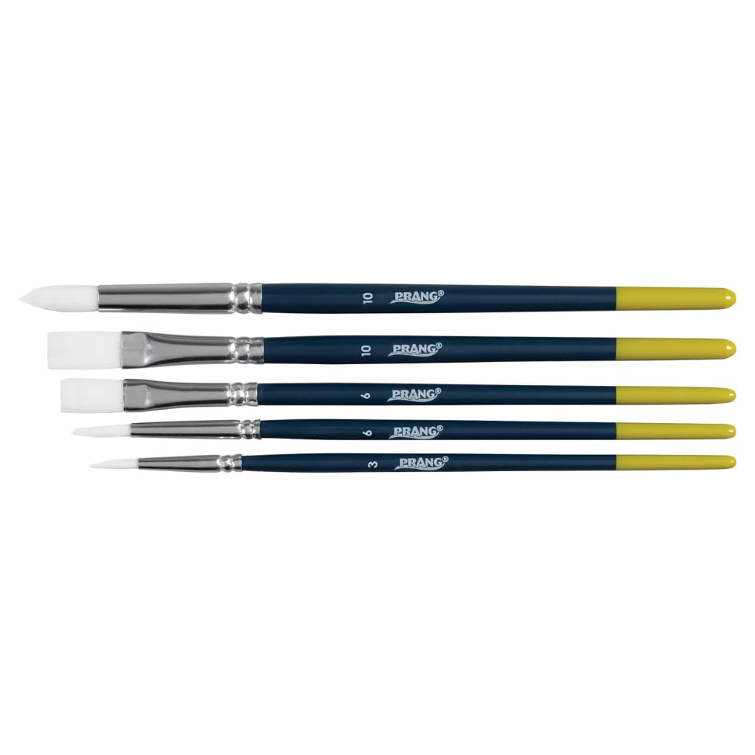 Prang Hobby Paint Brush Set, Assorted Sizes, 5 Brushes/Set, Pack of 6 Sets, 30 Brushes Total