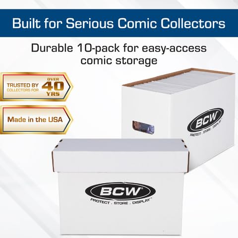 BCW Short Comic Storage Box - 1 Pack | Holds 150-175 Current/Silver Age Comics | Stackable, Durable