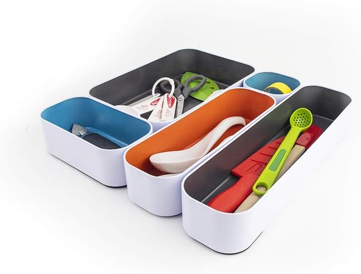 Three by Three Seattle Metal Drawer Organizer Tray Set, 5-Pc (Multicolor)