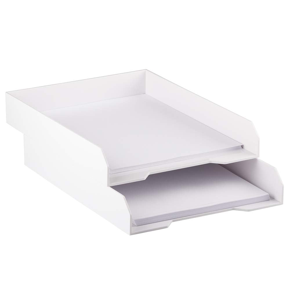 JAM PAPER Stackable Paper Trays - White - Desktop Document, Letter, & File Organizer Tray - Sold