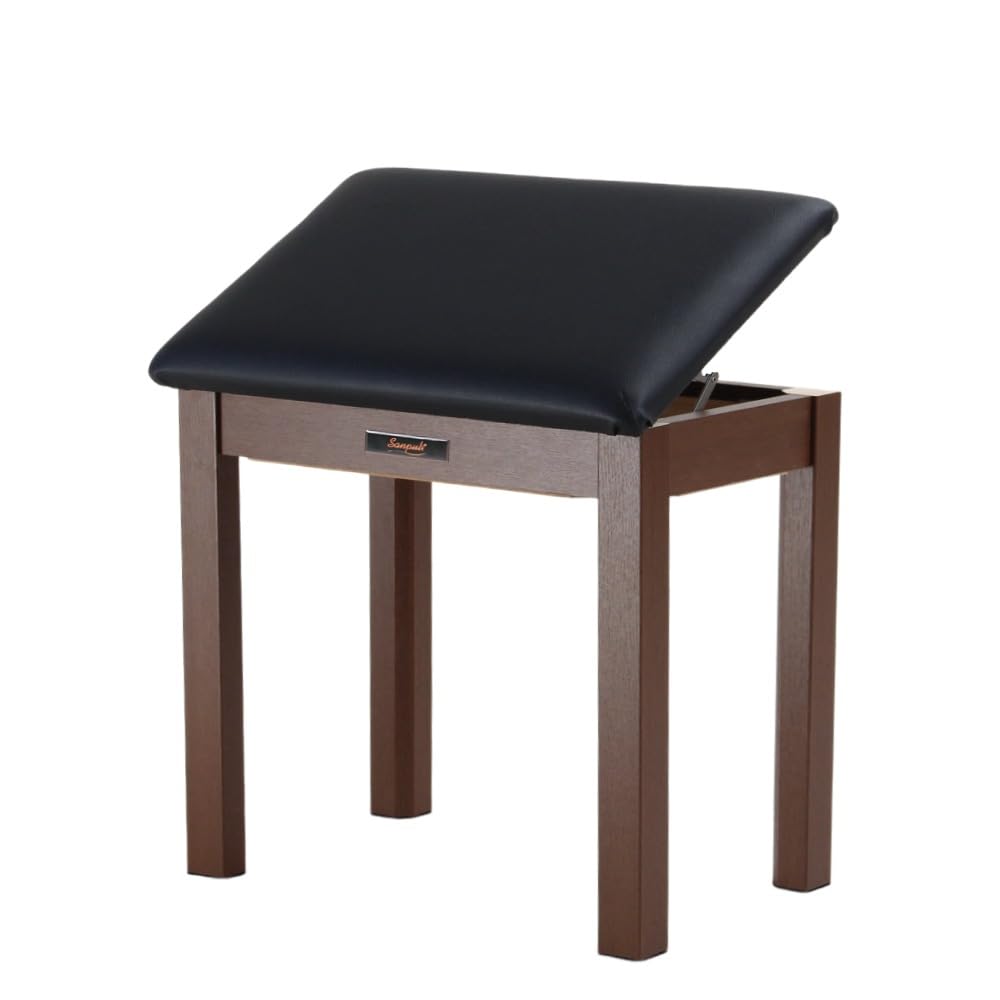 Sanpuli Solid Wood Piano Bench with Storage, Piano Stool and Padded Cushion, Keyboard Bench with