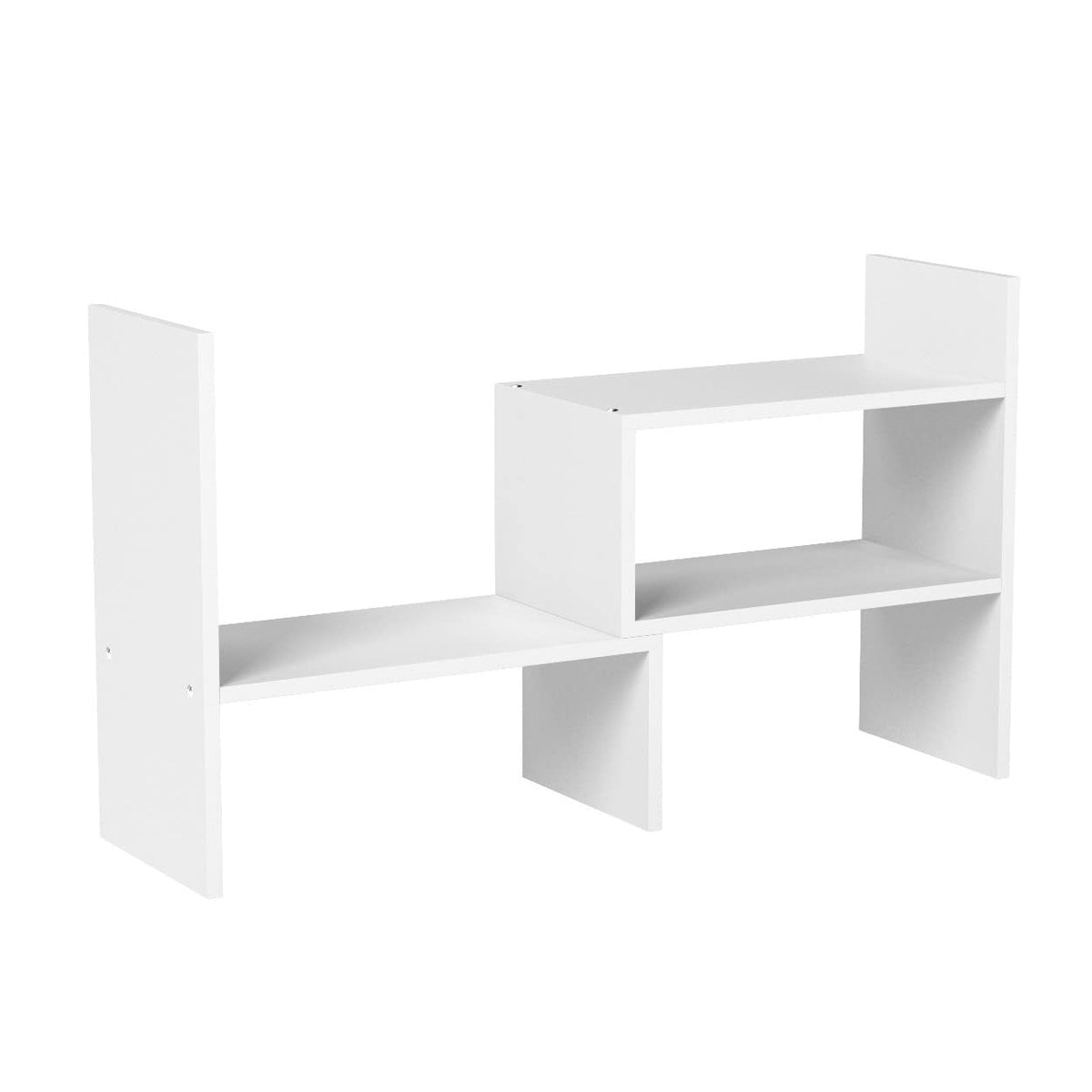 Sorfity Expandable Wood Desktop Bookshelf Desktop Organizer Office Storage Rack Wood Display Shelf